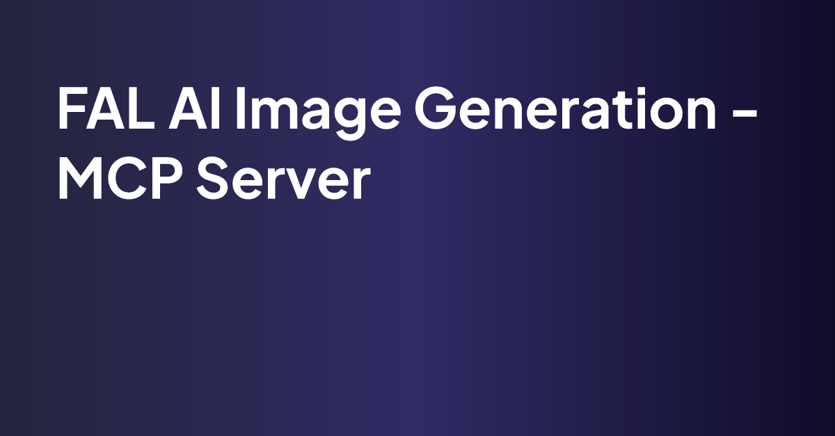 FAL AI Image Generation - MCP Server